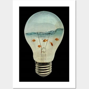 Goldfish in a lightbulb Posters and Art